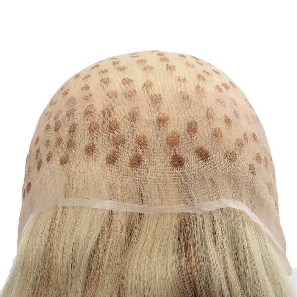 LW6138 Full French lace cap human hair lace wig with spot color women's wig (2)
