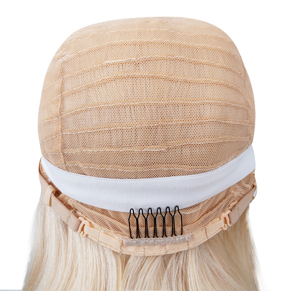 Bob-Style-Scalp-Top-Machine-Made-Wig-with-Bangs-Blonde-613-Color-3