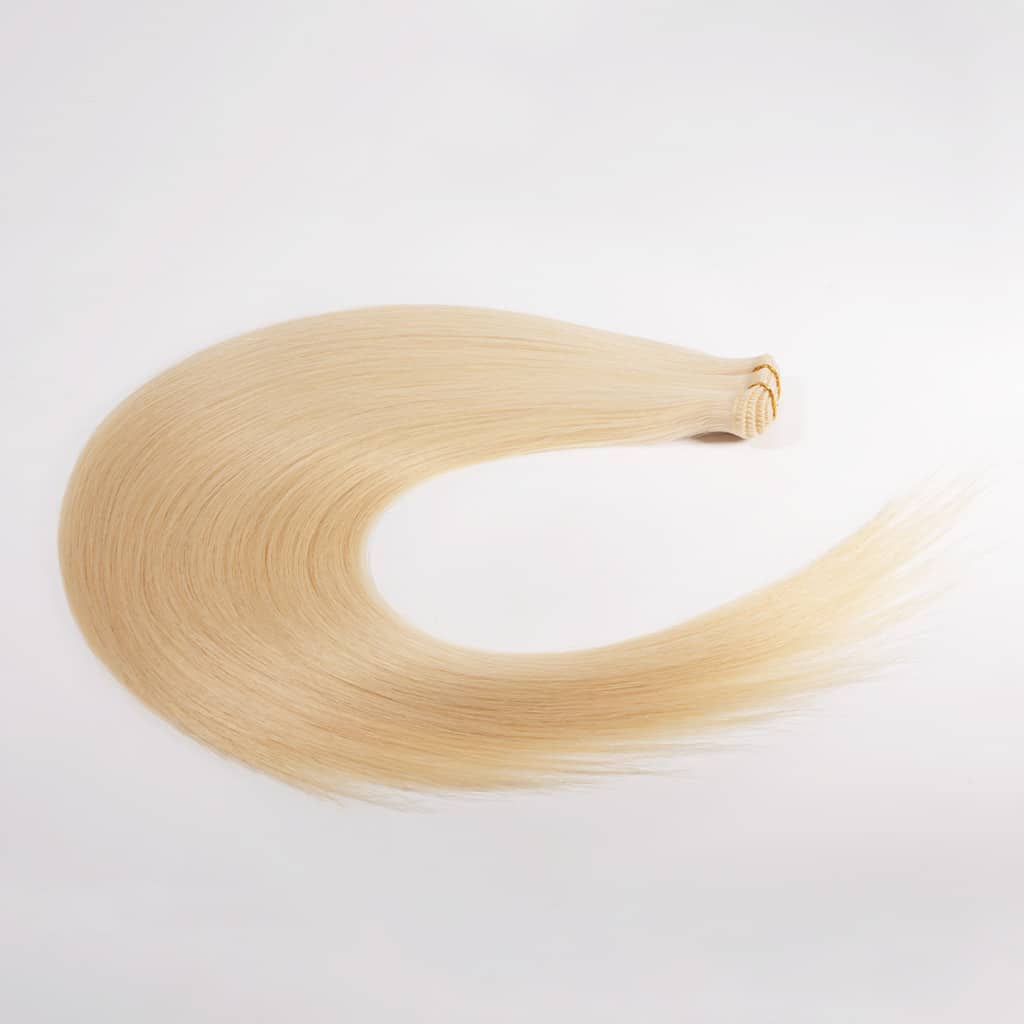 Flat-Weft-Hair-Extensions-with-Stitching-Lines-in-Blonde-Hair-613-4