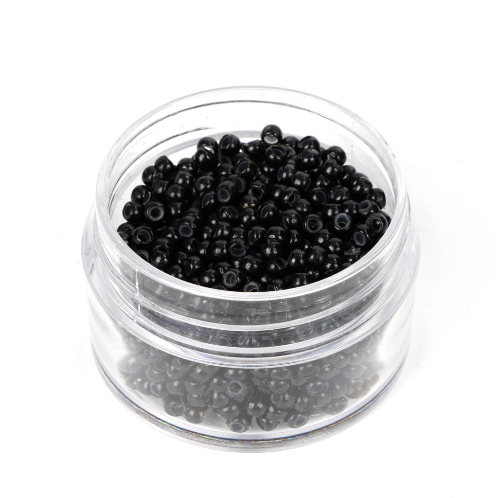 Silicone micro ring beads for cold fusion hair extensions in a bottle