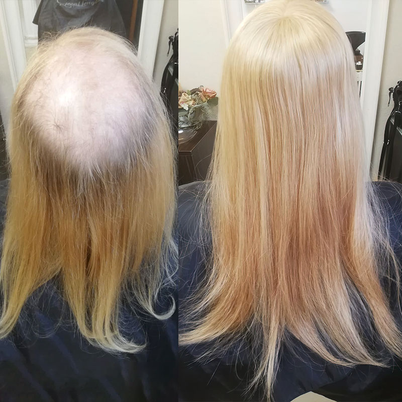 custom hair topper before and after